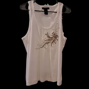 Calvin Klein Jeans White Embellished Tank Top Size M